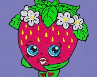 Embroidery design shopkins strawberry kid 4x4"