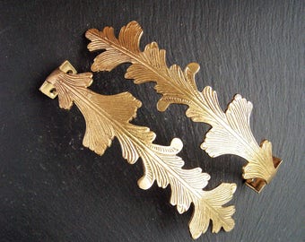 Brass Curtain Finials, Vintage Brass, Curtain Tie Backs, Shabby et Chic, Fern Leaves, Window Dressing, Window Decor.