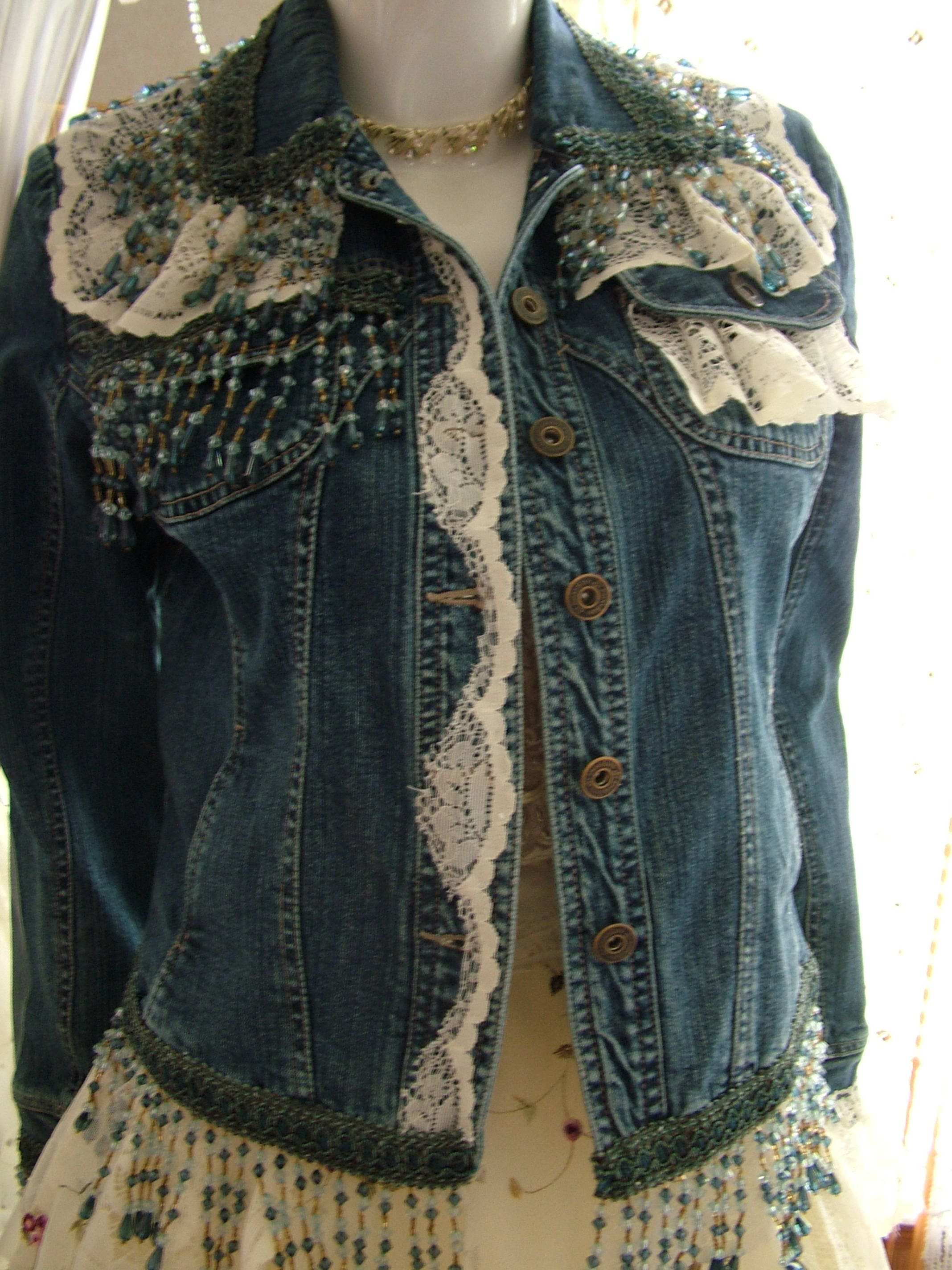 Custom repurposed denim jacket for Ivy.