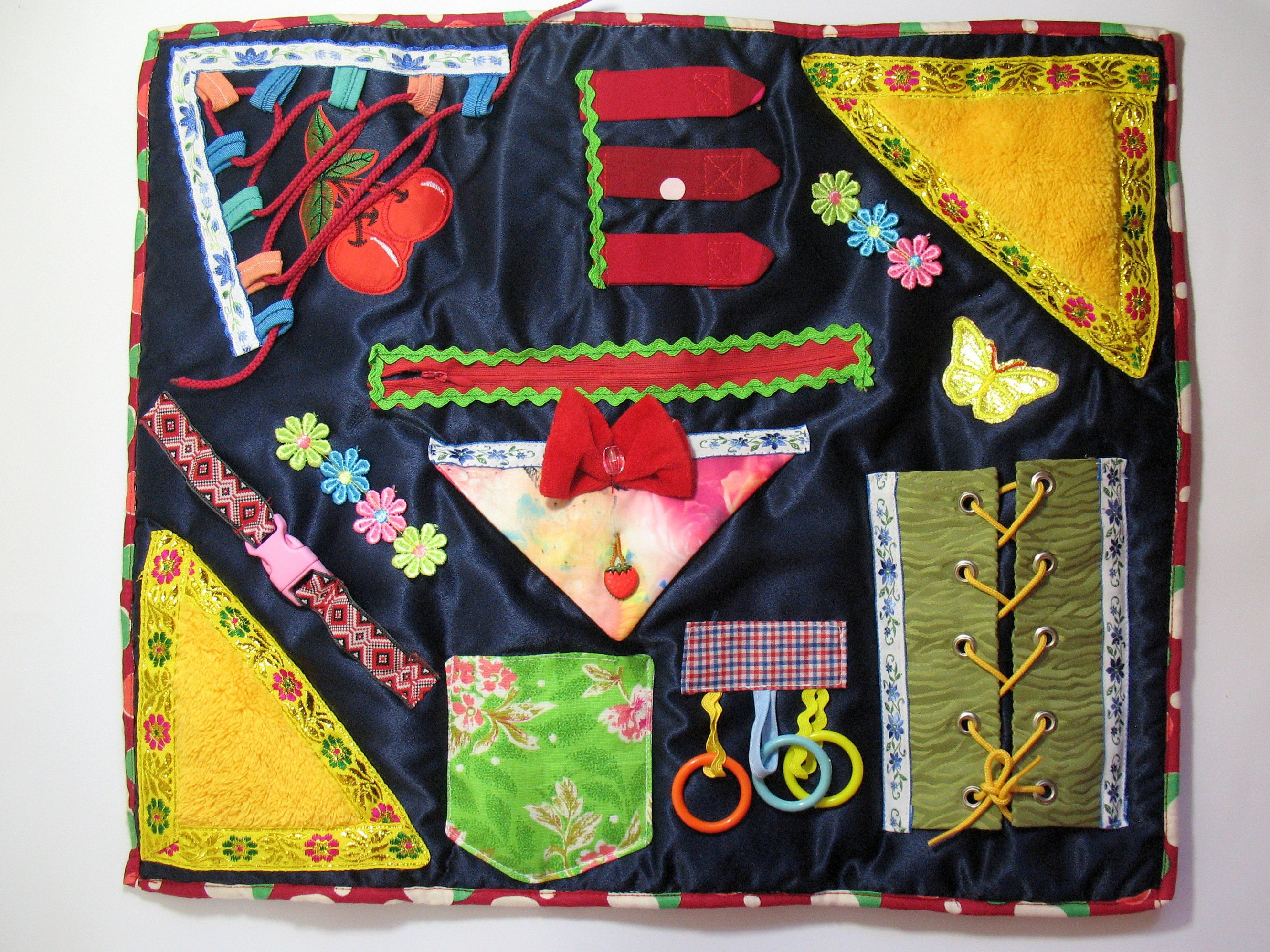 Colored Fidget Blanket Activity Sensory Elements Tactile Busy