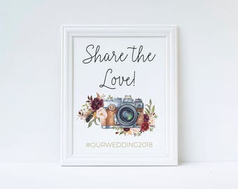 Hashtag sign, Wedding hashtag, engagement hashtag sign, wedding Hashtag Sign, instagram Wedding Sign, Oh snap sign, share the love sign