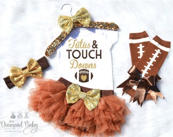 Tutus and Touch Downs Onesie- Football Onesie- Fall Onesie- Baby Girl Football Onesie- Girl Football Onesie