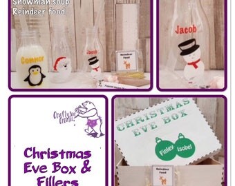 Personalised Christmas Eve Box, Xmas Eve Box, Family Christmas Eve Box, Santa Milk Bottle, Snowman Soup, Reindeer Dust