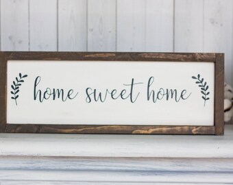 Farmhouse Sign - Home Sweet Home Sign - Rustic Chic Sign - Farmhouse Sign - Sign For Foyer - Entryway Sign - White Home Sweet Home Sign