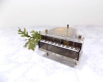 Vintage Small Grand Piano Music Box with Roses, Small Piano, Small Music Box, Flower Music Box, Vintage Music Box, Piano Music Box, Piano