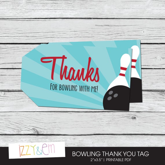 Bowling Thank You Tags Printable Favor Tags Bowling Party
