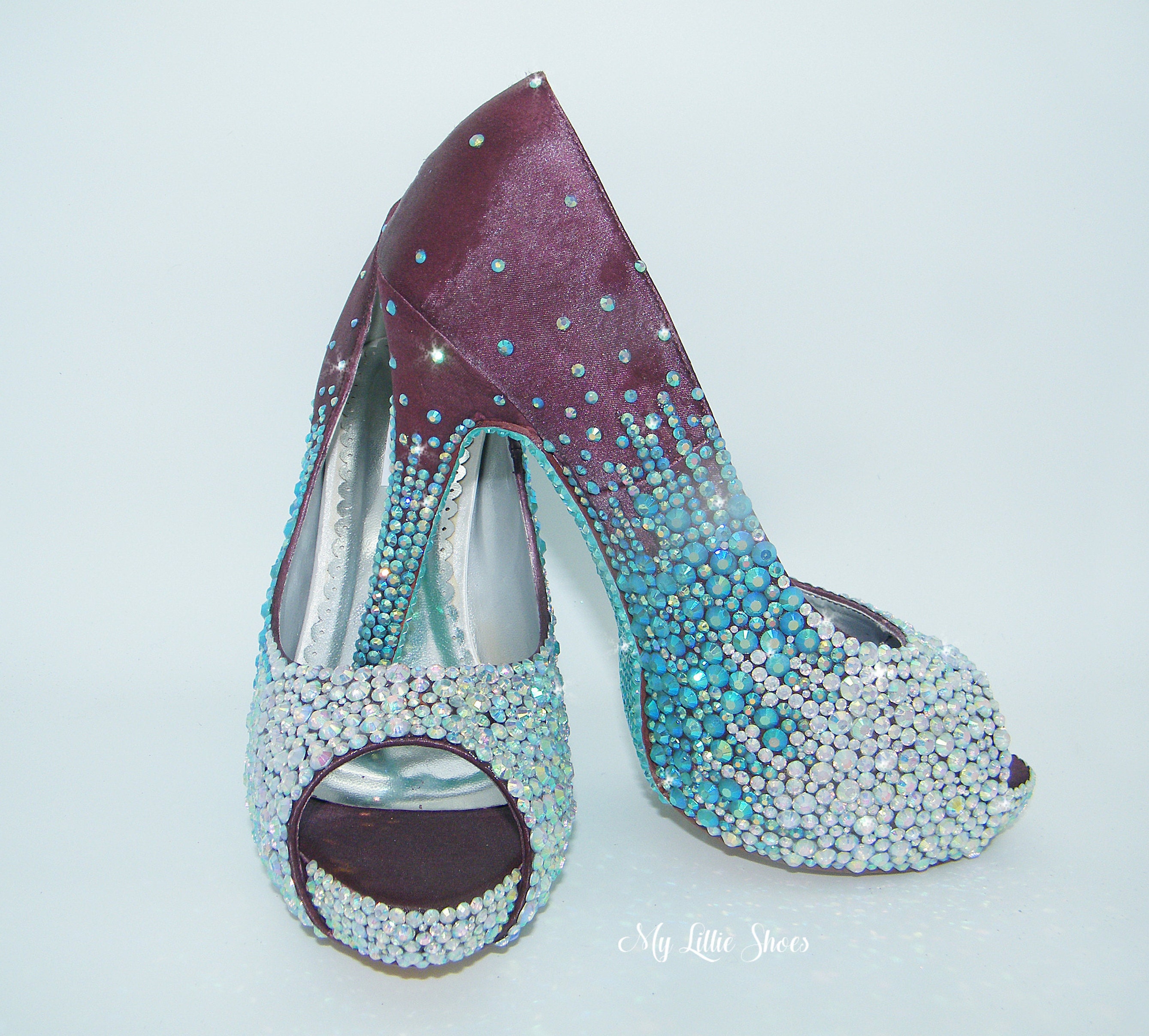 satin embellished heels