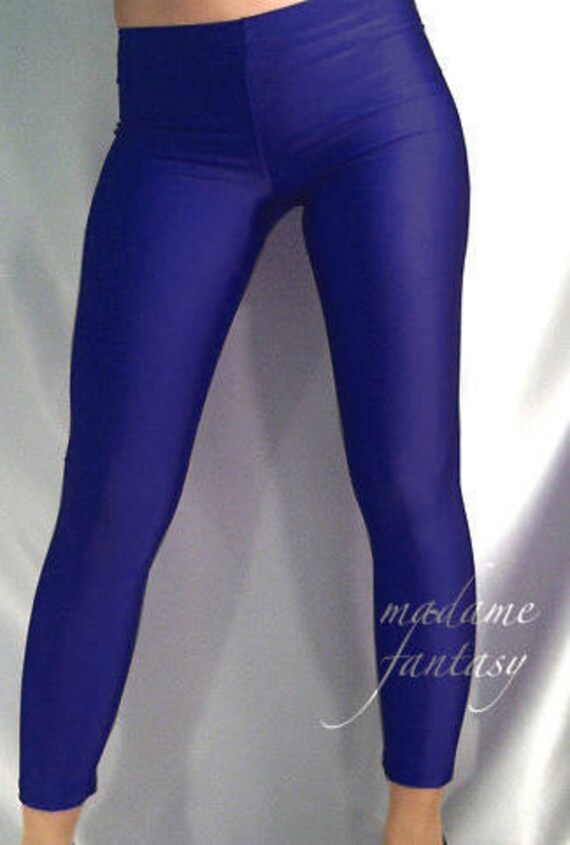 Navy blue shiny spandex leggings