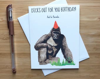 Harambe Birthday Card, RIP Harambe, Funny Birthday Card, Funny Memes, Dicks Out for Harambe, Birthday Card for BF, Bday Card Husband