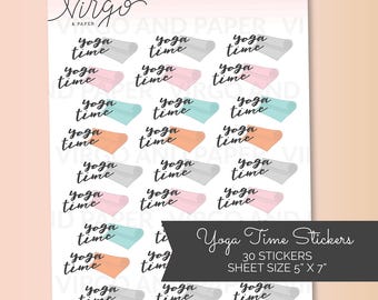 Yoga Mat Hand Drawn Planner Stickers - Yoga Time, Yoga Girl, Yoga Planner Stickers - Choose Matte or Glossy Planner Stickers RYM