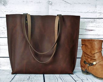 Leather tote bag, leather tote, tote bag, leather bag, leather handbag, large leather tote, brown leather bag