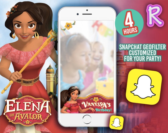 SNAPCHAT Geofilter Customized for Disney Princess - Elena of Avalor - We deliver your order in record time! Less than 4 hours! 2017