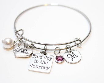 retirement bracelet, retirement gift, retirement jewelry, retirement bangle, happy retirement gift, happy retirement jewelry, retirement