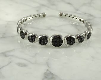 Sterling Silver / Black Stone Cuff Bracelet