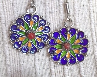 Boucles D'oreilles Kabyle En Argent Et Corail - Occasion En Bon état, Style Ethnique