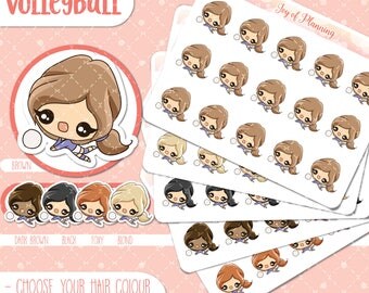 Volleyball planner stickers, kawaii stickers, sports stickers, cute stickers, exercise stickers, erin condren, Cute planner stickers JOP016