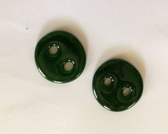 Large Deep Transparent Green Casted Fused Glass Button(s) for your Garment Creation or Embellishment, # 205. Make a Statement With This...