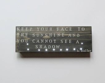wood wall light helen keller quote inspirational wall art custom wood signs - Custom Signs For Home Decor wood wall light helen keller quote inspirational wall art custom wood signs - Custom Signs For Home Decor