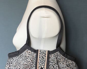 Fabric granny bag - grey peach - berries