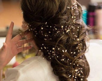 Bridal Super Extra Long Pearl Hair Vine 0.45-1,5 meters, Wedding Pearl Crystal Hair Vine,Bridal Pearl Hair Vine Accessories,Bridal Hairpiece