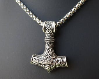 Mjolnir, Mjolnir Necklace, Viking Pendant, Thors Hammer, Mjolnir Pendant, Viking Necklace, Amulet Norse Necklace, Norse Mythology, Hammer