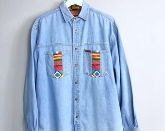 MONTANA ORIGINAL • Jeans shirt • S • Denim • Vintage Jeans • Colorful patterns