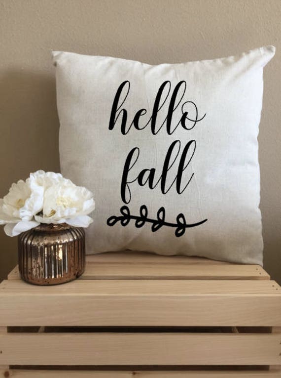 Hello Fall Throw Pillow Fall Quote Pillow Custom Throw Pillows