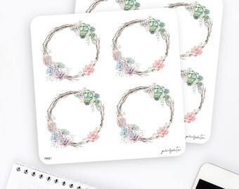 FW21 | Wreath Sticker | Decorative Sticker | Watercolor Sticker | Succulent Sticker | Planner Stickers | Bullet Journal Stickers