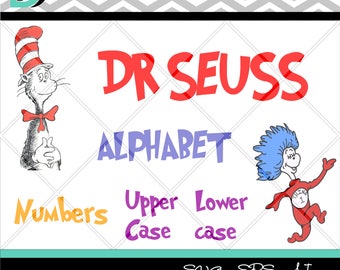 Dr Seuss svg, Alphabet svg,Letters svg, Numbers svg,Silhouette Studio, font svg,SVG files for Cricut,Cricut svg, cut files, Digital Download