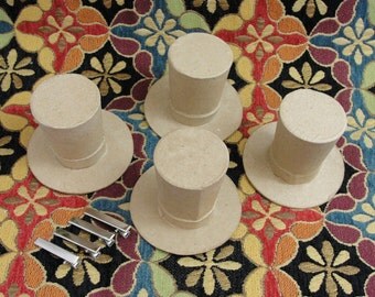 Kraft Paper Mache Top Hats Mini Top Hats Hair Clips Steampunk Cosplay Bachelorette Wedding Craft Doll Victorian Tea Parties Hair Barrettes 4
