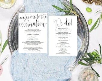 Rustic Wedding Program Template, Printable Wedding Program Instant Download, Ceremony program template, Ceremony printable template