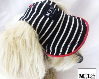 Black and White Stripes, Pet Hat, Dog Cap, Caps, Pet Accessories, Dog Costume, Summer, Soldier, Dog Hat, Dog Baseball Hat, Dog Visor, Sailor