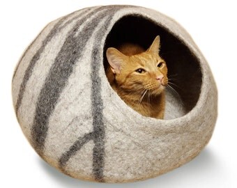 Cat Cave Large - Wool Cat Bed - Felt Cat Bed - Cat Bed House - Wool Cat Cave - Cat Furniture - Soft Cat Bed-100% Merino Wool (Fast Delivery)