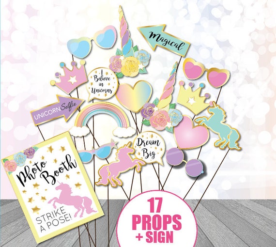 unicorn photo booth props printable unicorn party printables