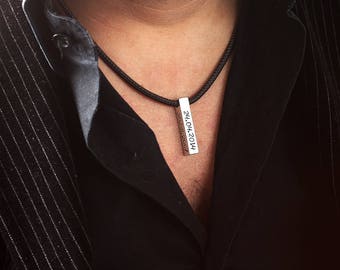 Personalized men necklace - Gift for him - leather necklace for men - Anniversary gift - Monogram necklace - Husband gift - Custom leather