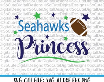 Seahawks Princess SVG, Seattle Seahawks svg, football svg cut file, silhouette cut, cameo file, cricut, sports svg, png, cricut svg