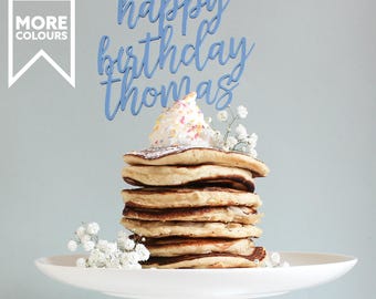 Happy Birthday Cake Topper, Personalised Cake Topper, Name Cake Topper, Wooden Cake Topper, Birthday Decoration, Custom Cake Topper