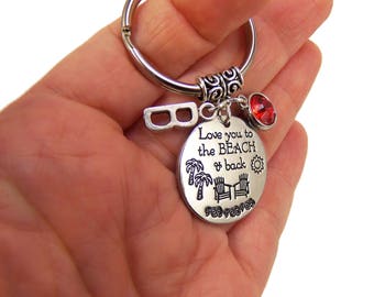 Beach keychain, love you keychain, love you to the beach and back keyring, boyfriend keychain, girlfriend keychain, personalized key chain
