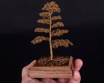 Bronze Formal Tree Sculpture on Walnut Plinth, Wire Tree Sculpture, Wire Tree, Tree Sculpture, Bonsai