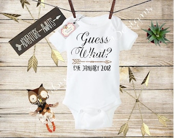 Guess What Onesie, Pregnancy Reveal to Grandparents, Pregnancy Announcement, Announcement Onesie, Reveal To Husband, Baby Reveal