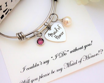 MAID OF HONOR Proposal, Maid of Honor Bracelet , Will you be My Maid of Honor, Adjustable Stainless Steel Bracelet Maid of Honor Gift