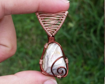 Crazy Lace Agate Wire Wrapped Necklace