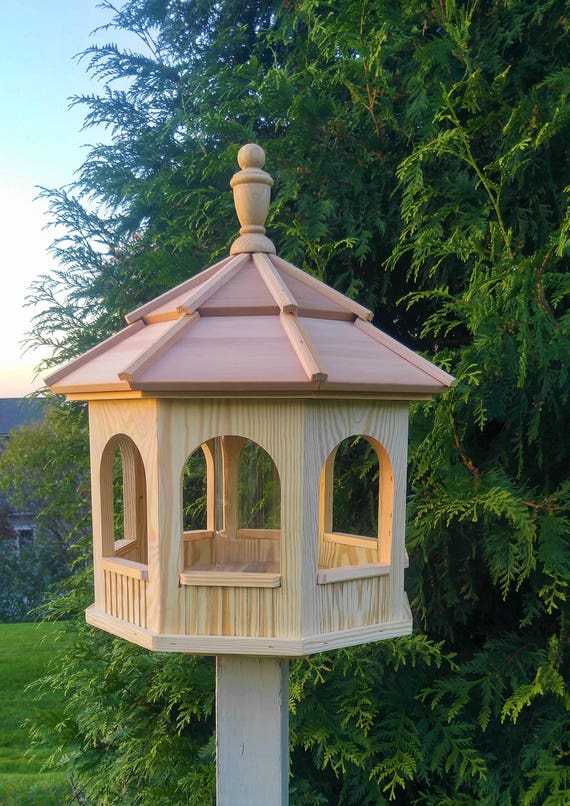 Gazebo Bird Feeder Amish Handmade Wood Arched Large