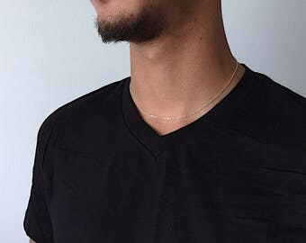Sterling Silver Necklace Mens Necklace Simple Silver Chain Simplistic Necklace Plain Basic Necklace Layered Necklace Mens silver Chain