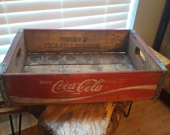 Vintage Coca Cola Red wooden soda crate