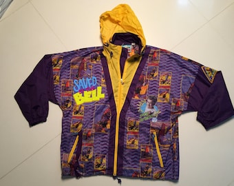 90s Windbreaker Jacket Saved by the Bell Rain Vintage - men L / XL