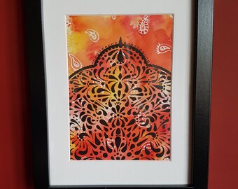 Eastern Silhouette Pattern- Ink and Watercolour Original Artwork