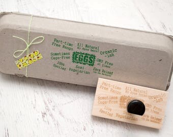 Egg Carton Stamp - Farm Stamp - Wooden Egg Stamp - Farm Fresh Eggs - Chicken Coop - Homestead Stamp - Rubber Stamp - Egg Buzzwords