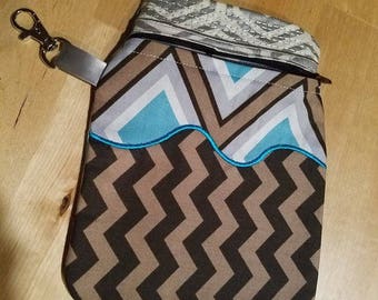 Mason jar Zipper Bag, Chevron, Make Up bag, Pencil Case, Mason Jar