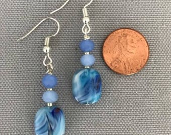 Blue Swirl Lentil Earrings